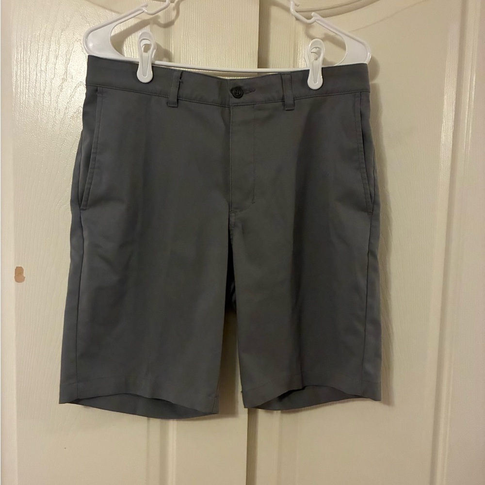 Grand Slam Mens Flat-Front Gray Performance Shorts Uniform Zipper Pocket Size 31